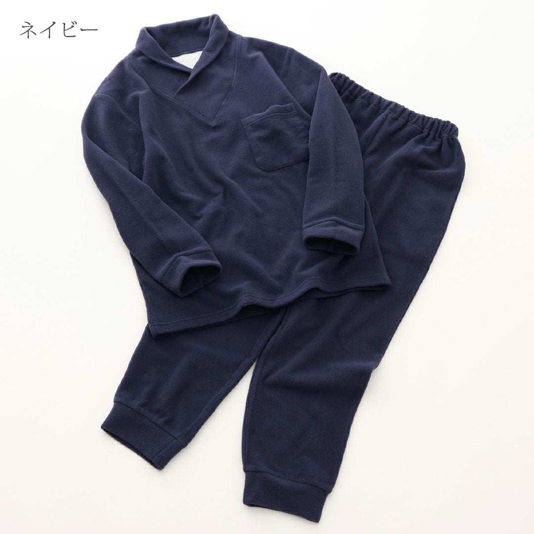TENTAIL ネイビー フリース素材ルームウェアセット レディース / 肌側綿フリース パジャマ 上下セット | SUIMIN CARE
